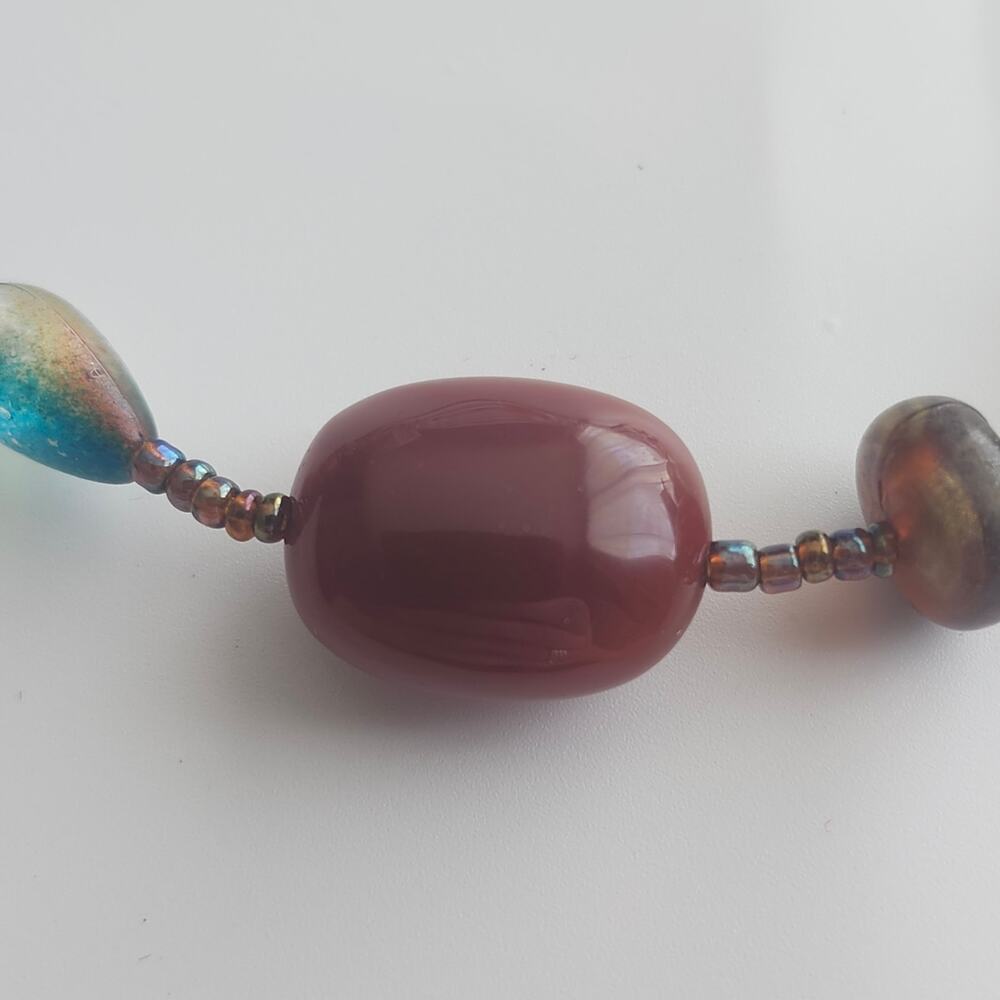 Lia Sophia Garnet Quartz Seed Bead Necklace 19in Artisan Boho Lobster Clasp - Picture 8 of 9